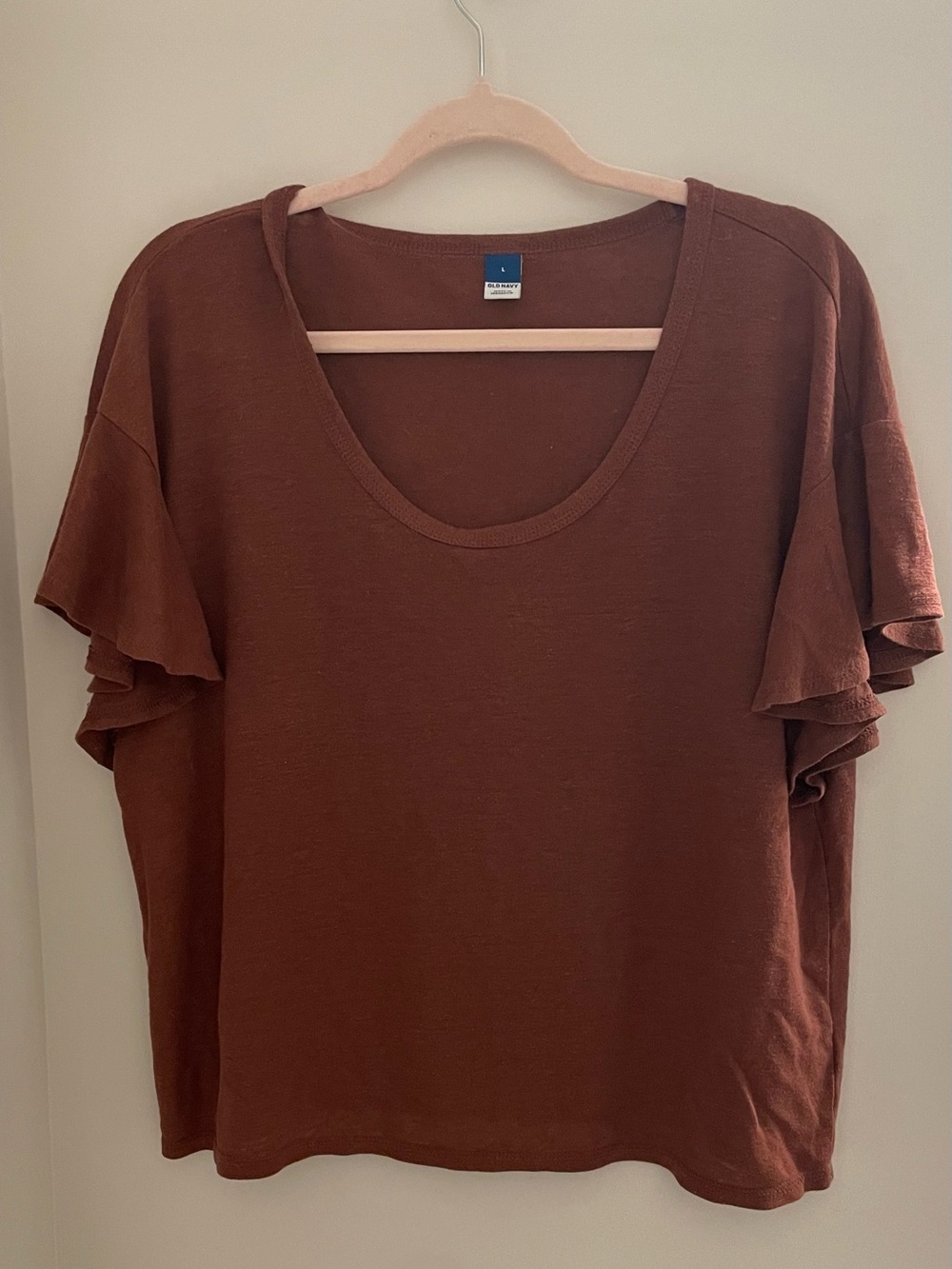 Old Navy Rust Ruffle Sleeve Scoop Neck Tee